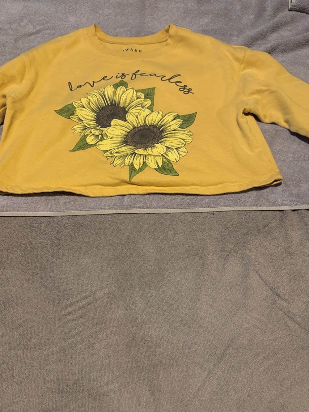 Awake Yellow Sunflower Graphic Cropped Sweatshirt